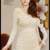 Milk Silk One-piece Dress DA-8242BG7826J26B7-W300  Product Details: Color(s): White, Red, Black  Ingredients: Milk Silk   Size (CM): Skirt Length 82; Shoulder Width 38; Chest 76-90; Sleeve Length 60   SGD 31.90
