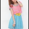 Chiffon One-piece Dress (With Belt) DA-824C9164J02B6-W300  Product Details: Color(s): Red, Almond  Ingredients: Chiffon   Size (CM): Skirt Length 80; Shoulder Width 36; Chest 86; Waist 55-98  SGD 29.90