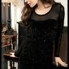 Floral Crystal With Cotton Lycra One-piece Dress DA-824D6023J03B5-W300  Product Details: Color(s): Black  Ingredients: Floral-printed Crystal + Cotton Lycra   Size (CM): Skirt Length 78; Shoulder Width 33; Chest 75; Sleeve Length 60; Lower Bottom Hem Circ. 86  SGD 27.90
