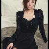 Knitted Cotton With Lace One-piece Dress SY-819525685229-W300  Product Details: Color(s): Black  Ingredients: Knitted Cotton + Lace   Size (CM): S: Length 78; Chest 78; Waist 71; Sleeve Length 57 M: Length 79; Chest 80; Waist 72; Sleeve Length 58 L: Length 80; Chest 82; Waist 73; Sleeve Length 59  SGD 35.90